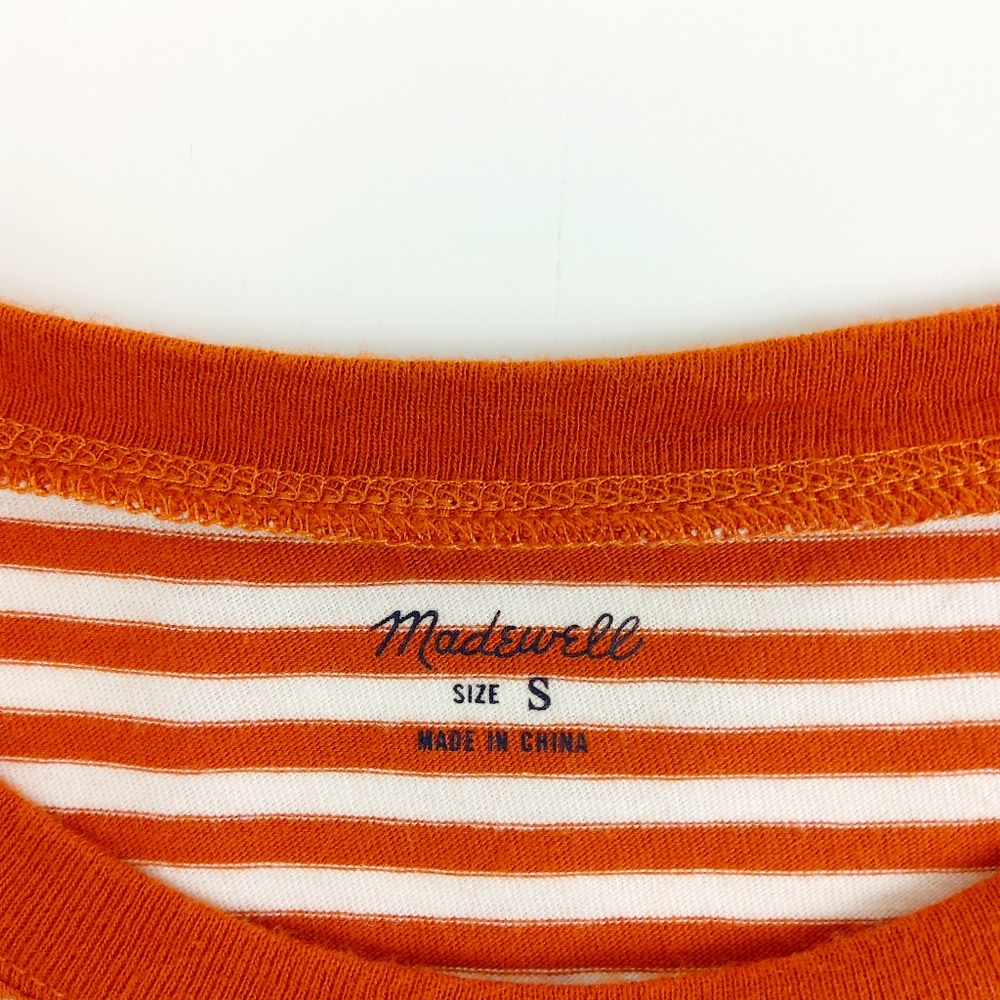 Madewell Rust Stripe Tee Size Small - image 3